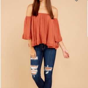 Terra Cotta orange off the shoulder  top